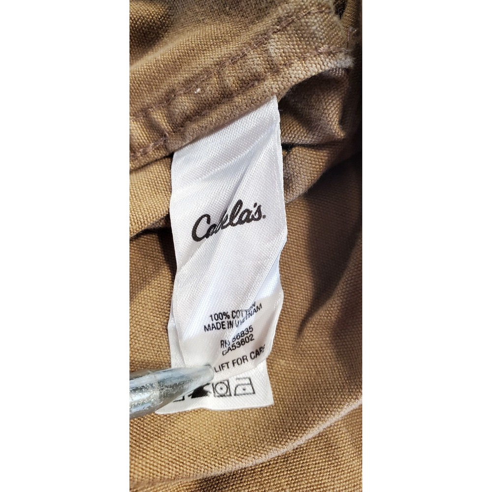 Cabelas Mens XL Tall Tan Cotton Canvas Short Sleeve Work Shirt Button Down - Picture 4 of 7